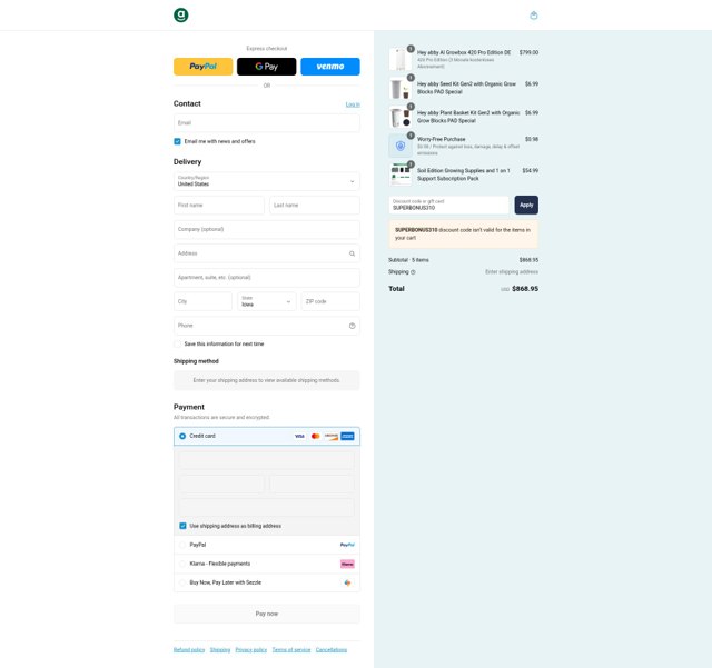 Hey Abby checkout page showing Hey Abby discount code box | Screenshot taken by SimplyCodes community member on Sep 7, 2025