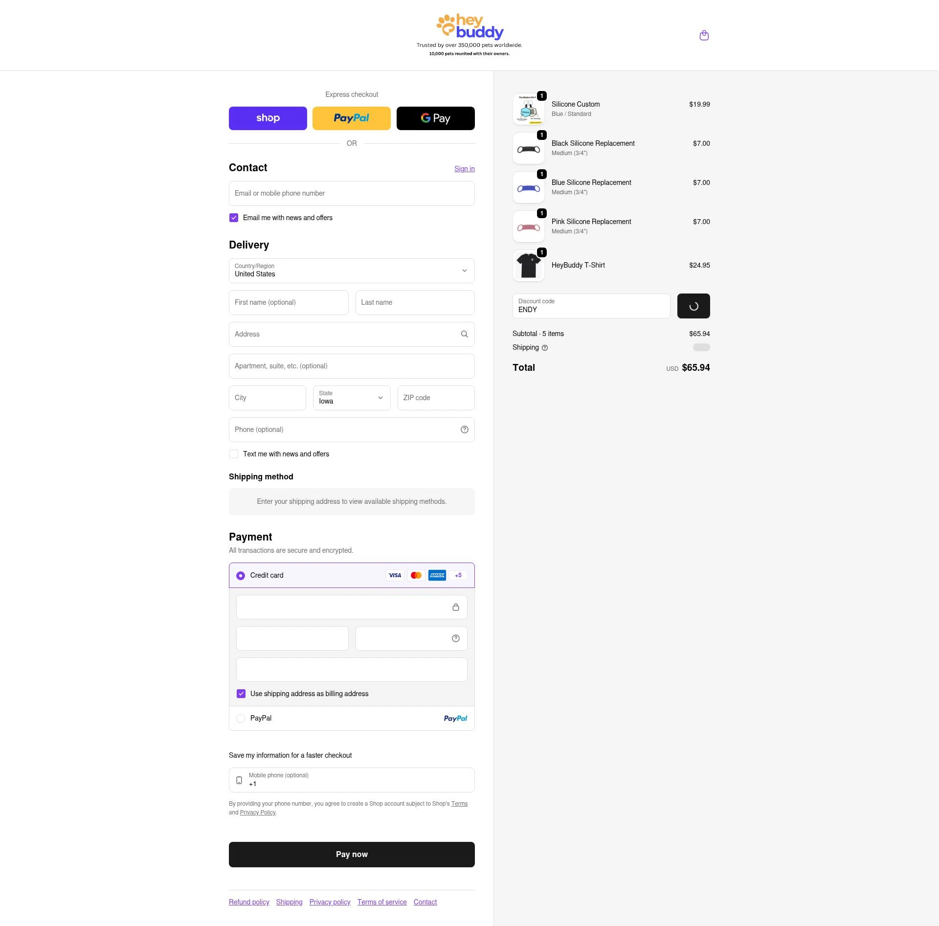 HeyBuddy checkout page showing HeyBuddy discount code box | Screenshot taken by SimplyCodes community member on Feb 4, 2026