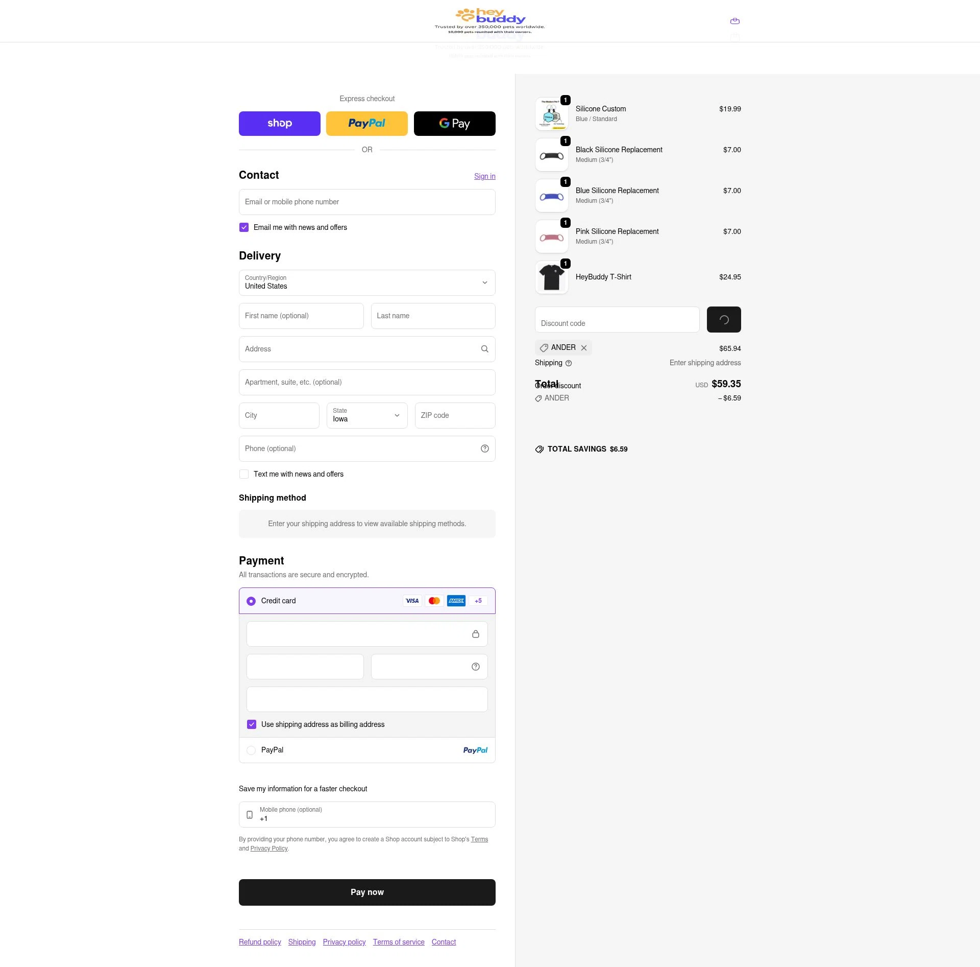 HeyBuddy checkout page showing HeyBuddy discount code box | Screenshot taken by SimplyCodes community member on Feb 4, 2026