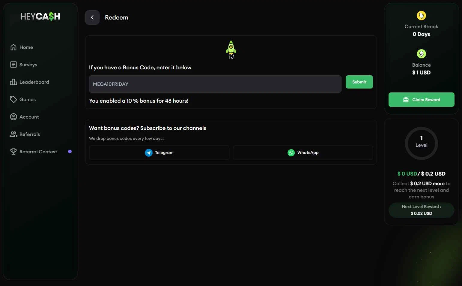 Hey Cash checkout page showing Hey Cash promo code box | Screenshot taken by SimplyCodes community member on Dec 19, 2025