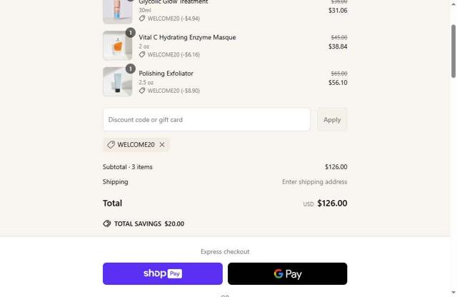 Heyday Skincare checkout page showing Heyday Skincare promo code box | Screenshot taken by SimplyCodes community member on Jun 13, 2025
