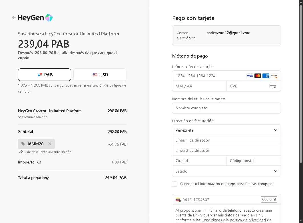 HeyGen checkout page showing HeyGen discount code box | Screenshot taken by SimplyCodes community member on Jan 18, 2026