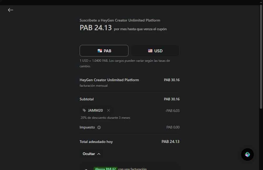 HeyGen checkout page showing HeyGen discount code box | Screenshot taken by SimplyCodes community member on Jan 10, 2026
