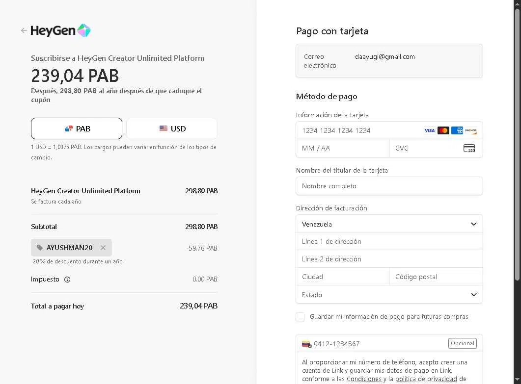 HeyGen checkout page showing HeyGen discount code box | Screenshot taken by SimplyCodes community member on Jan 18, 2026