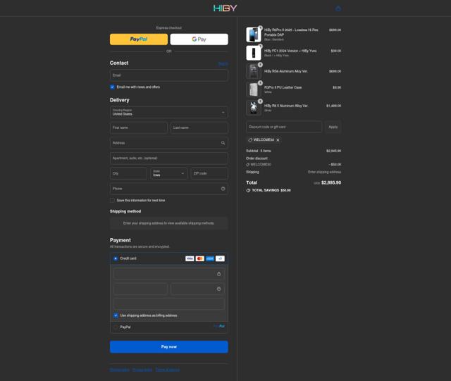 HiBy Music checkout page showing HiBy Music promo code box | Screenshot taken by SimplyCodes community member on Sep 12, 2025