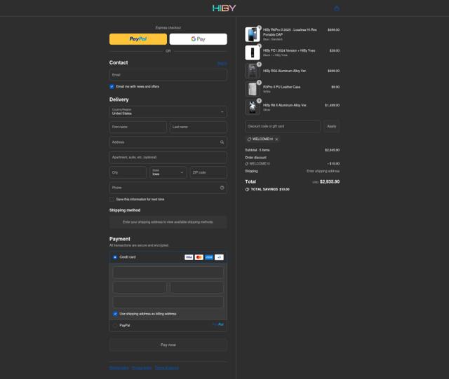 HiBy Music checkout page showing HiBy Music promo code box | Screenshot taken by SimplyCodes community member on Sep 12, 2025