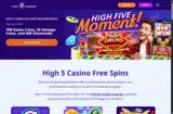High 5 Casino coupon verification screenshot
