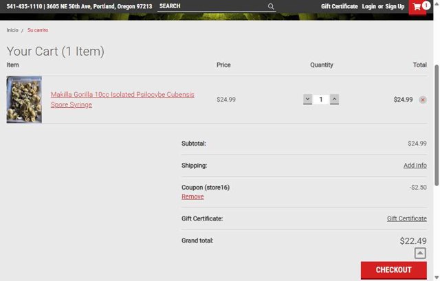 High Desert Spores checkout page showing High Desert Spores coupon code box | Screenshot taken by SimplyCodes community member on Aug 18, 2025