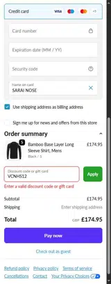 VCNHS12 coupon verification screenshot