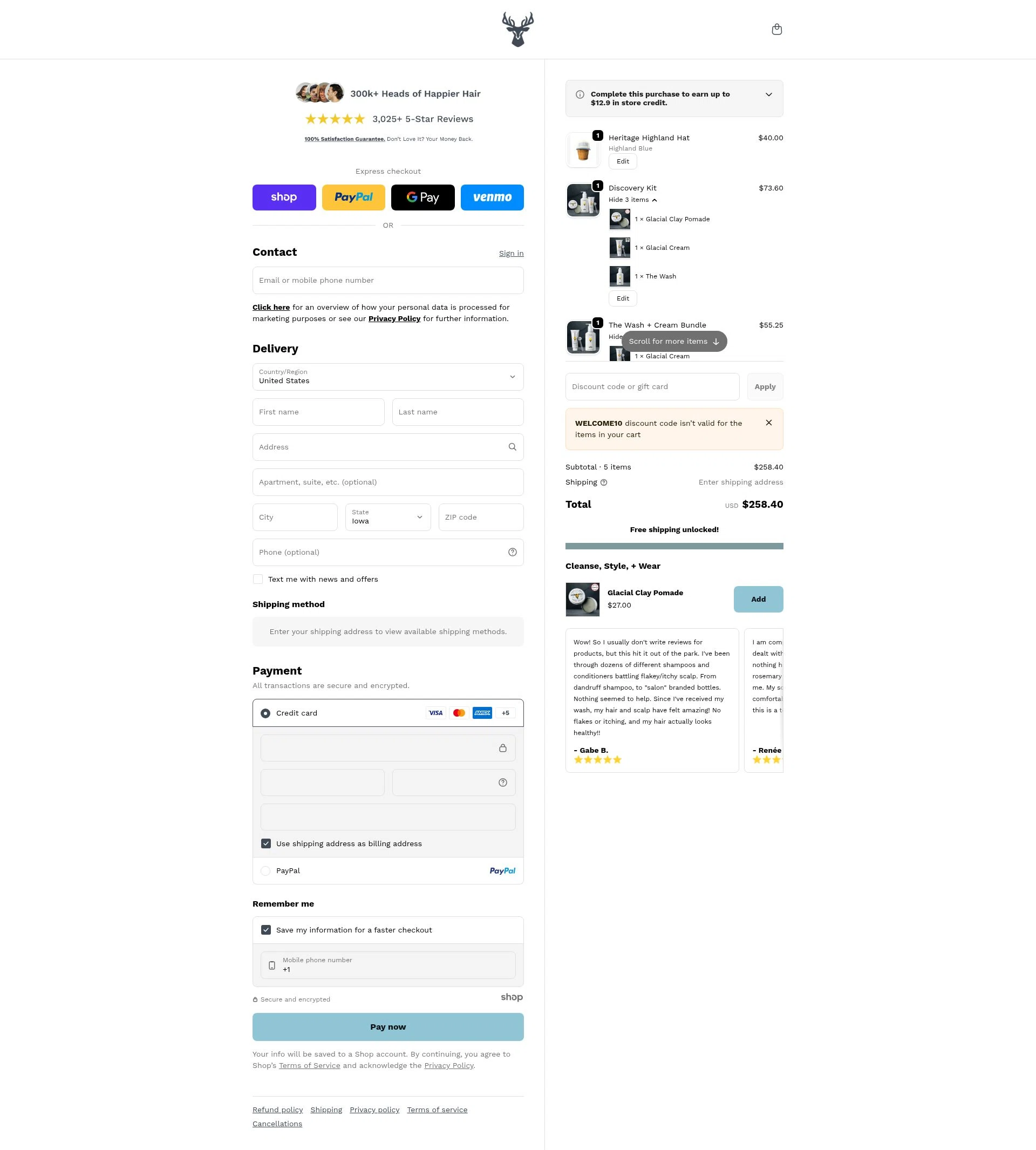 Highland Style checkout page showing Highland Style discount code box | Screenshot taken by SimplyCodes community member on Jan 1, 2026