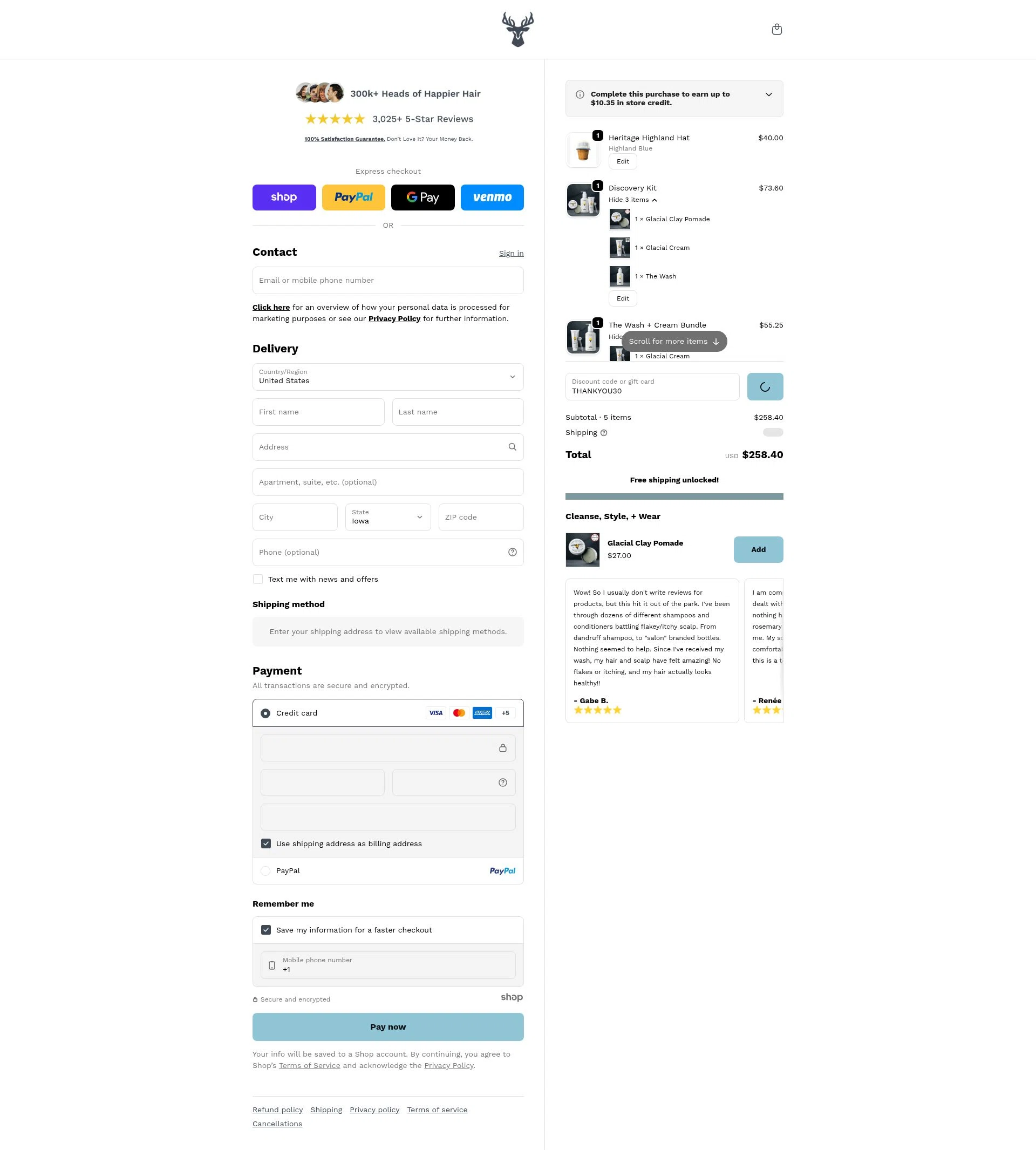 Highland Style checkout page showing Highland Style discount code box | Screenshot taken by SimplyCodes community member on Jan 1, 2026