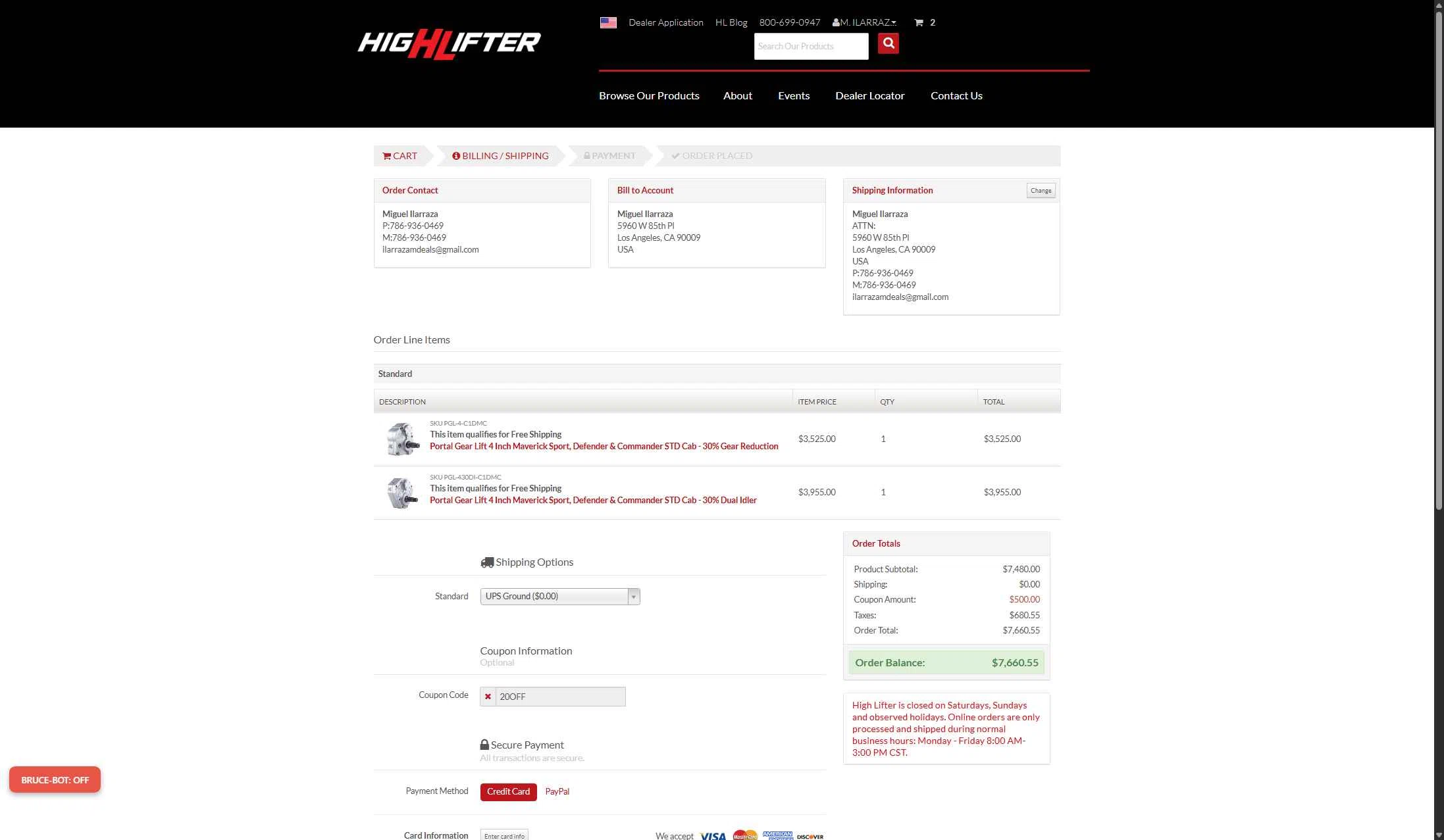 High Lifter checkout page showing High Lifter promo code box | Screenshot taken by SimplyCodes community member on Jan 11, 2026