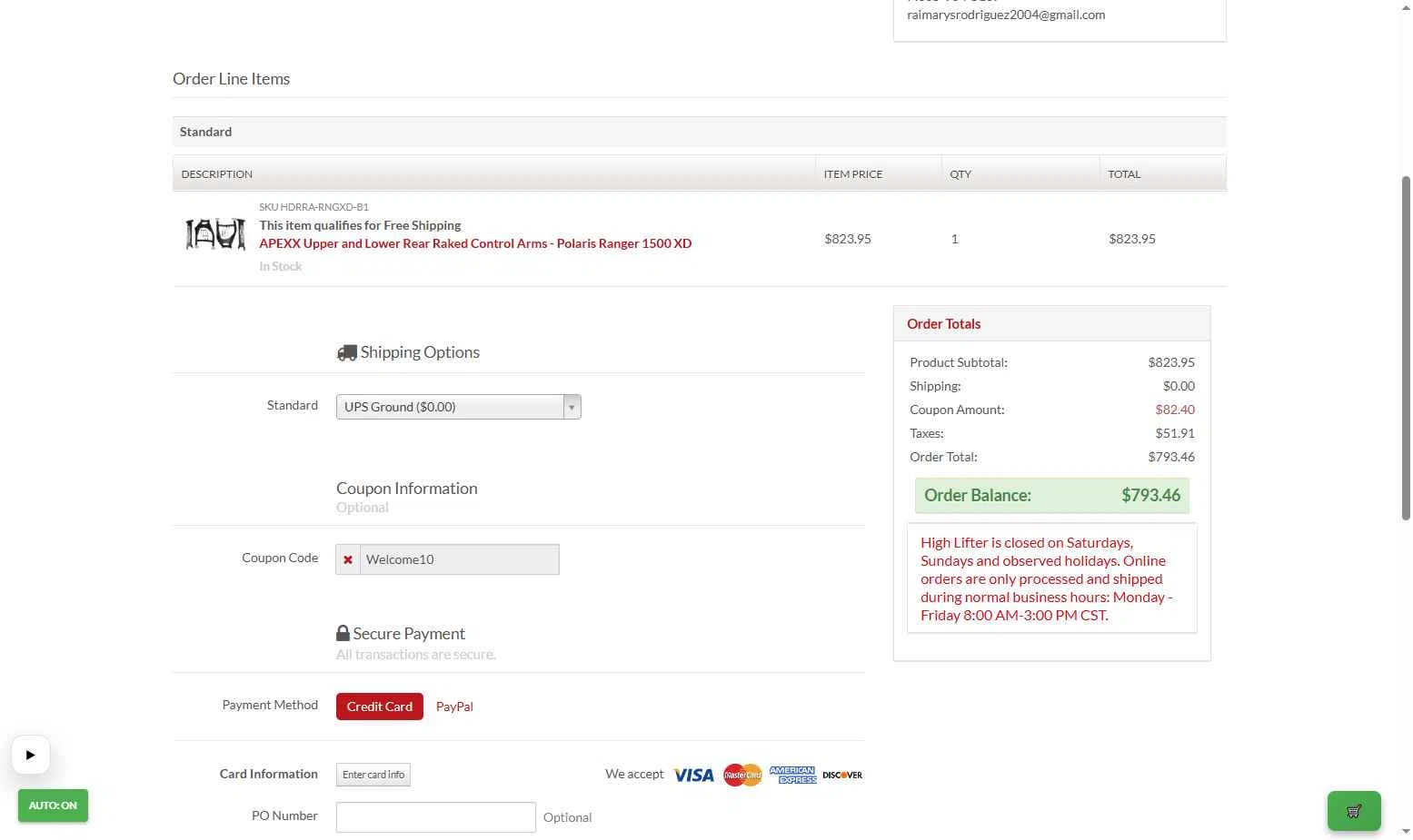 High Lifter checkout page showing High Lifter promo code box | Screenshot taken by SimplyCodes community member on Feb 6, 2026
