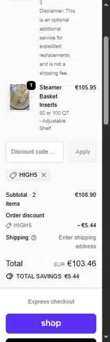 HIGH5 coupon verification screenshot