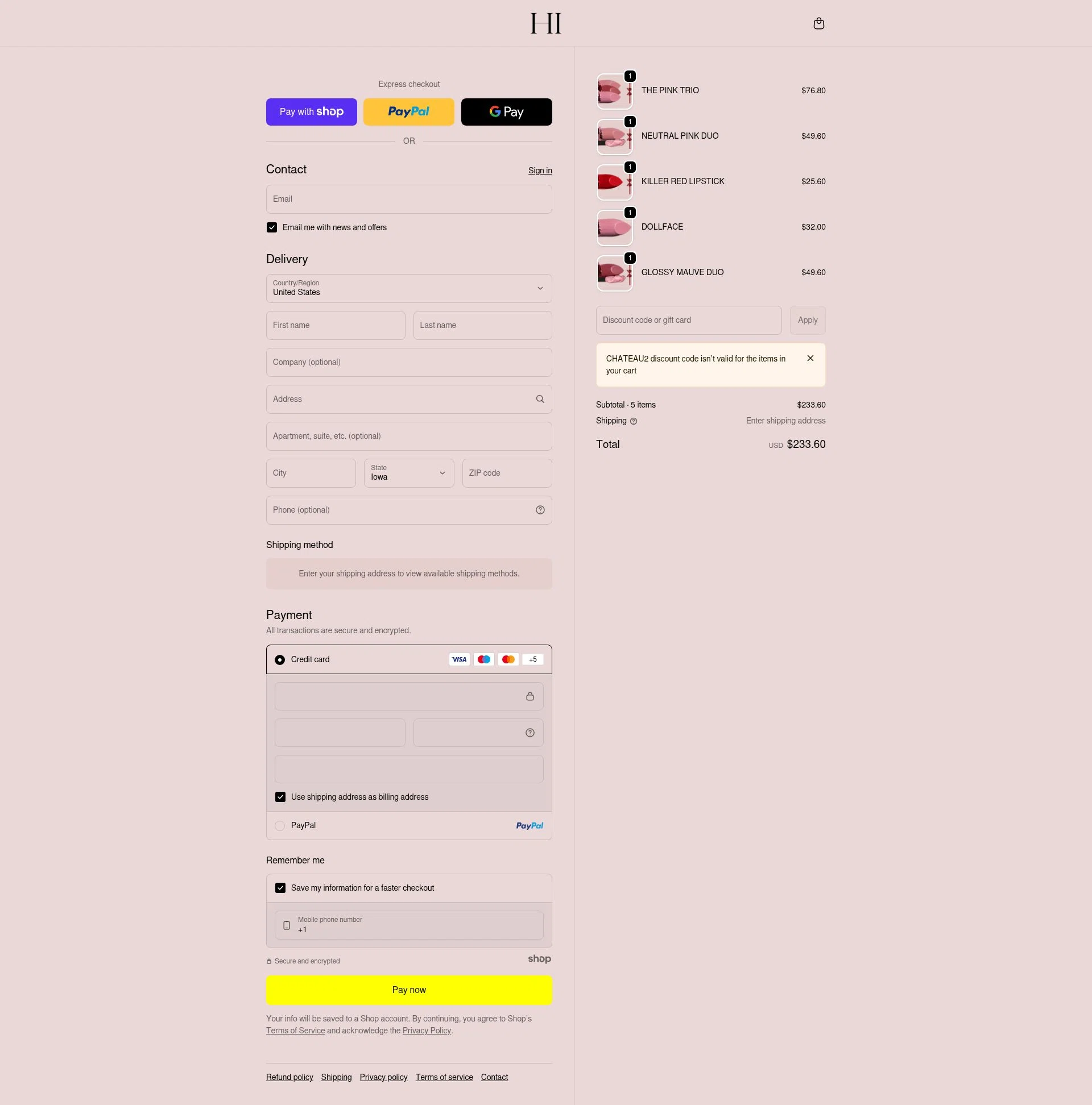 HIGHR Collective US checkout page showing HIGHR Collective US promo code box | Screenshot taken by SimplyCodes community member on Jan 7, 2026