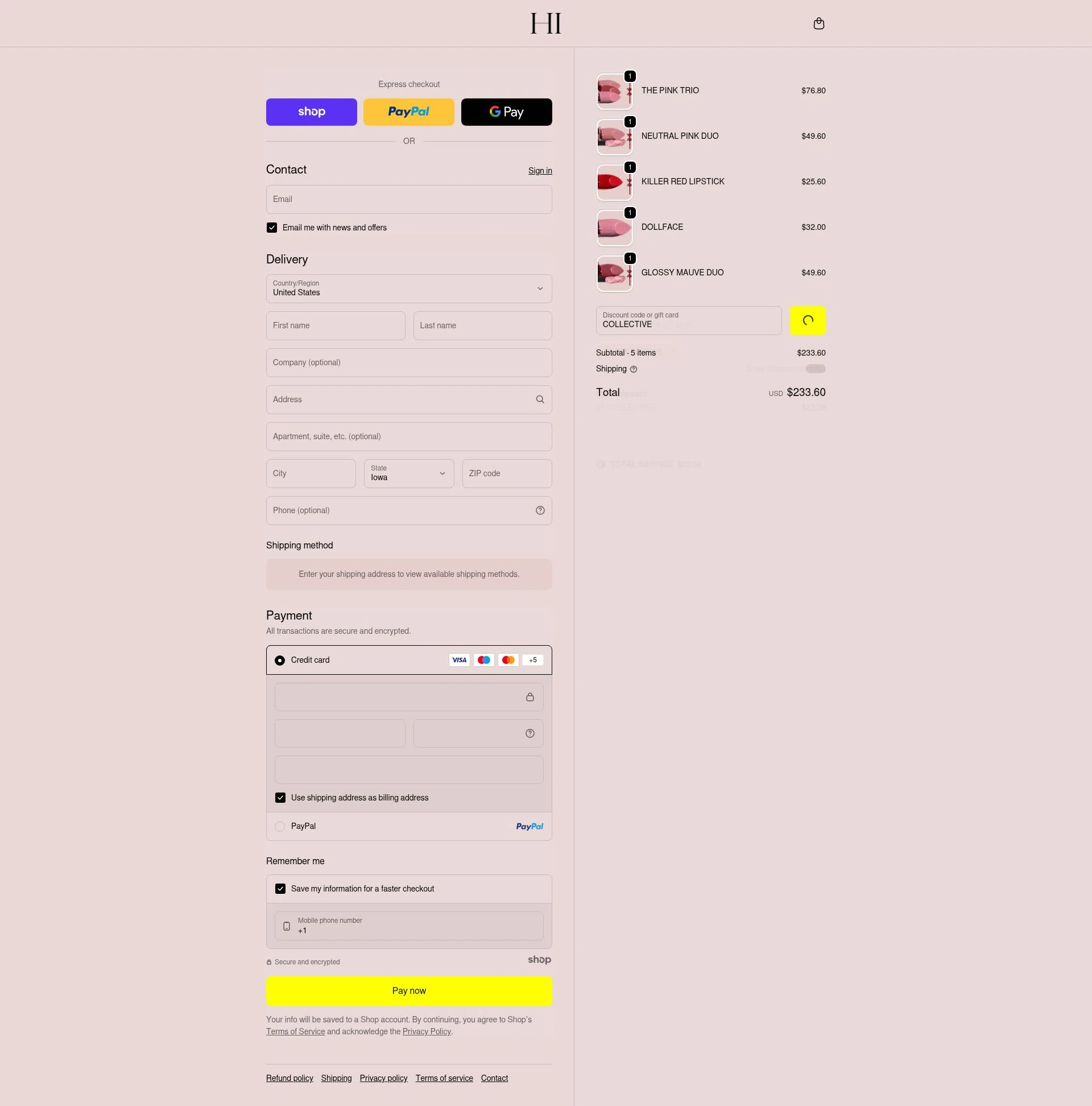 HIGHR Collective US checkout page showing HIGHR Collective US promo code box | Screenshot taken by SimplyCodes community member on Jan 7, 2026