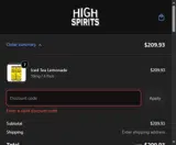 High Spirits coupon verification screenshot