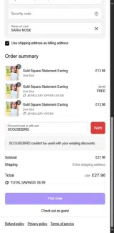 SCOUSEBIRD coupon verification screenshot
