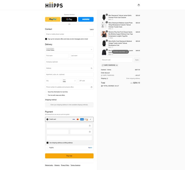 Hiipps checkout page showing Hiipps discount code box | Screenshot taken by SimplyCodes community member on Aug 29, 2025