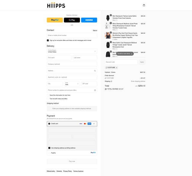 Hiipps checkout page showing Hiipps discount code box | Screenshot taken by SimplyCodes community member on Sep 10, 2025