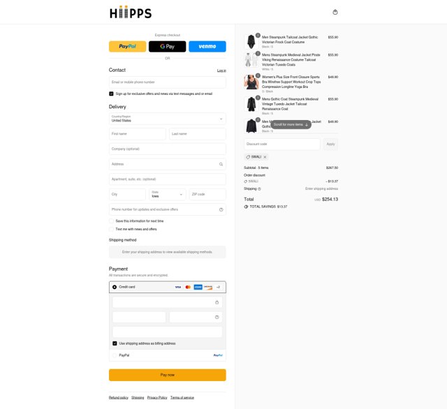 Hiipps checkout page showing Hiipps discount code box | Screenshot taken by SimplyCodes community member on Aug 29, 2025