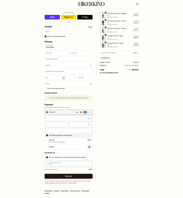 Hikerkind checkout page showing Hikerkind promo code box | Screenshot taken by SimplyCodes community member on Sep 12, 2025