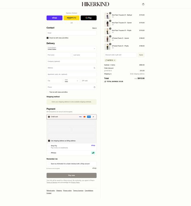 Hikerkind checkout page showing Hikerkind promo code box | Screenshot taken by SimplyCodes community member on Sep 12, 2025
