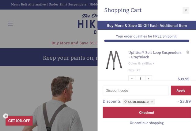 HIKERS Co. checkout page showing HIKERS Co. discount code box | Screenshot taken by SimplyCodes community member on Aug 22, 2025