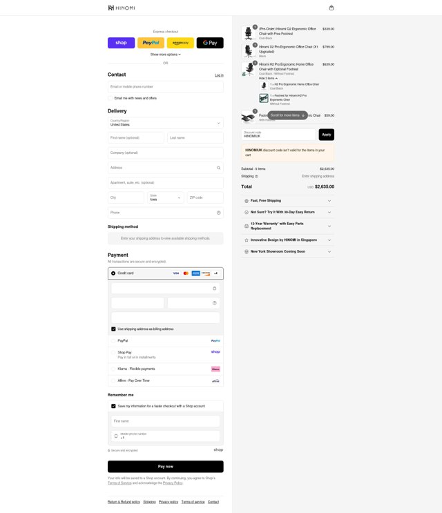 Hinomi checkout page showing Hinomi discount code box | Screenshot taken by SimplyCodes community member on Sep 4, 2025