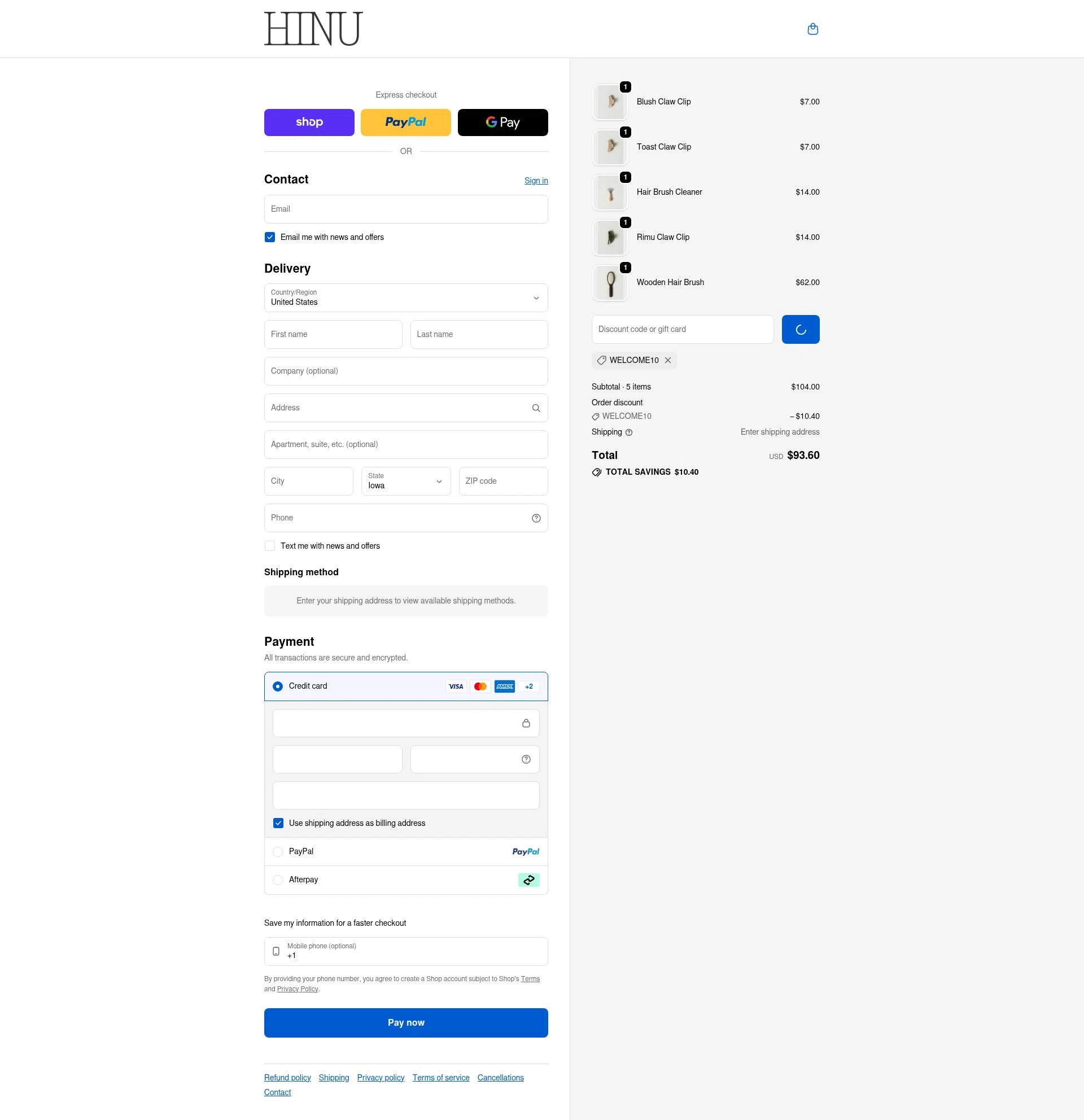HINU checkout page showing HINU promo code box | Screenshot taken by SimplyCodes community member on Jan 18, 2026