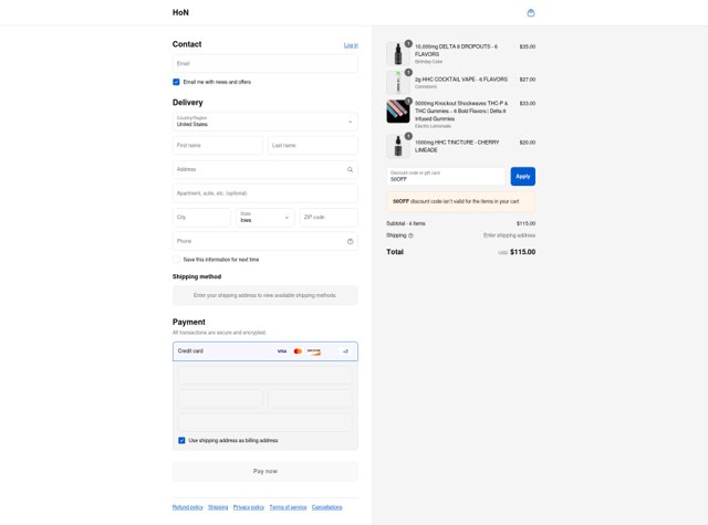 HiOnNature checkout page showing HiOnNature coupon code box | Screenshot taken by SimplyCodes community member on Sep 6, 2025
