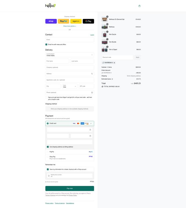 Hippo7 checkout page showing Hippo7 coupon code box | Screenshot taken by SimplyCodes community member on Sep 8, 2025