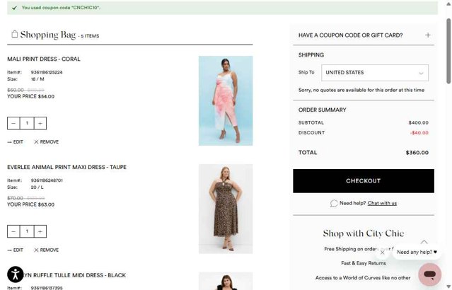 Hips & Curves checkout page showing Hips & Curves promo code box | Screenshot taken by SimplyCodes community member on May 6, 2025