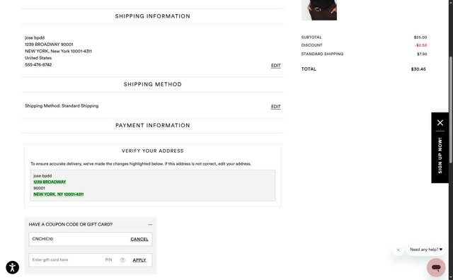 Hips & Curves checkout page showing Hips & Curves promo code box | Screenshot taken by SimplyCodes community member on Jul 22, 2025