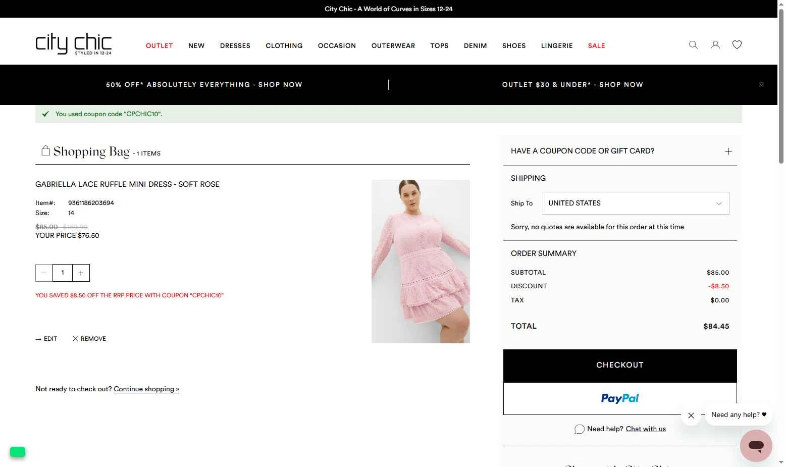Hips & Curves checkout page showing Hips & Curves promo code box | Screenshot taken by SimplyCodes community member on Jan 3, 2026