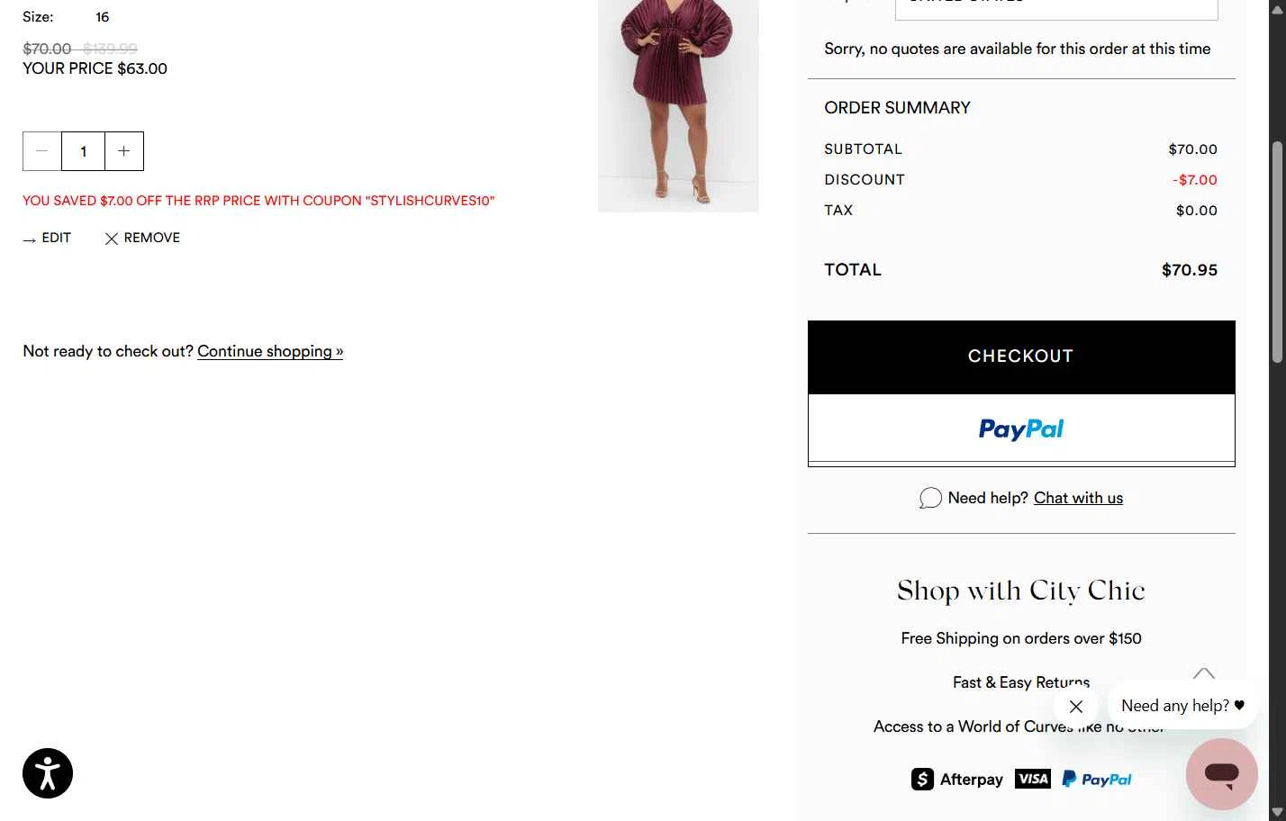 Hips & Curves checkout page showing Hips & Curves promo code box | Screenshot taken by SimplyCodes community member on Dec 19, 2025