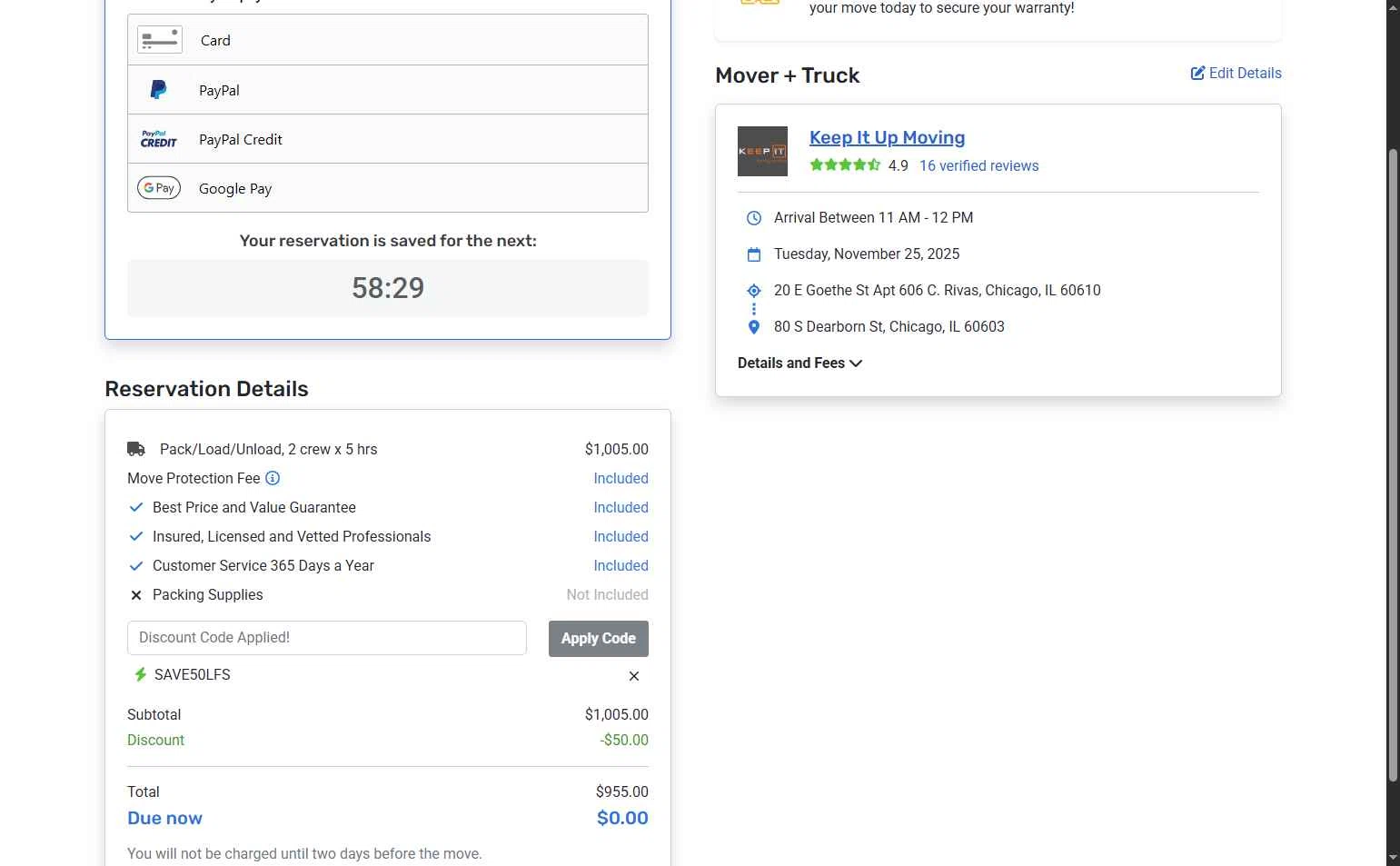 HireAHelper checkout page showing HireAHelper discount code box | Screenshot taken by SimplyCodes community member on Nov 19, 2025