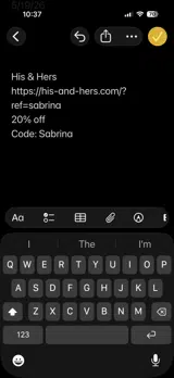 His & Hers coupon verification screenshot