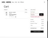 His & Hers coupon verification screenshot