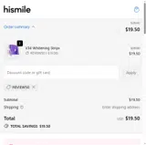 Hismile Teeth Int coupon verification screenshot
