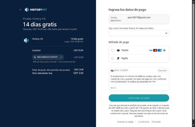 History Hit checkout page showing History Hit promo code box | Screenshot taken by SimplyCodes community member on Jul 24, 2025