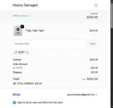 History Salvaged coupon verification screenshot