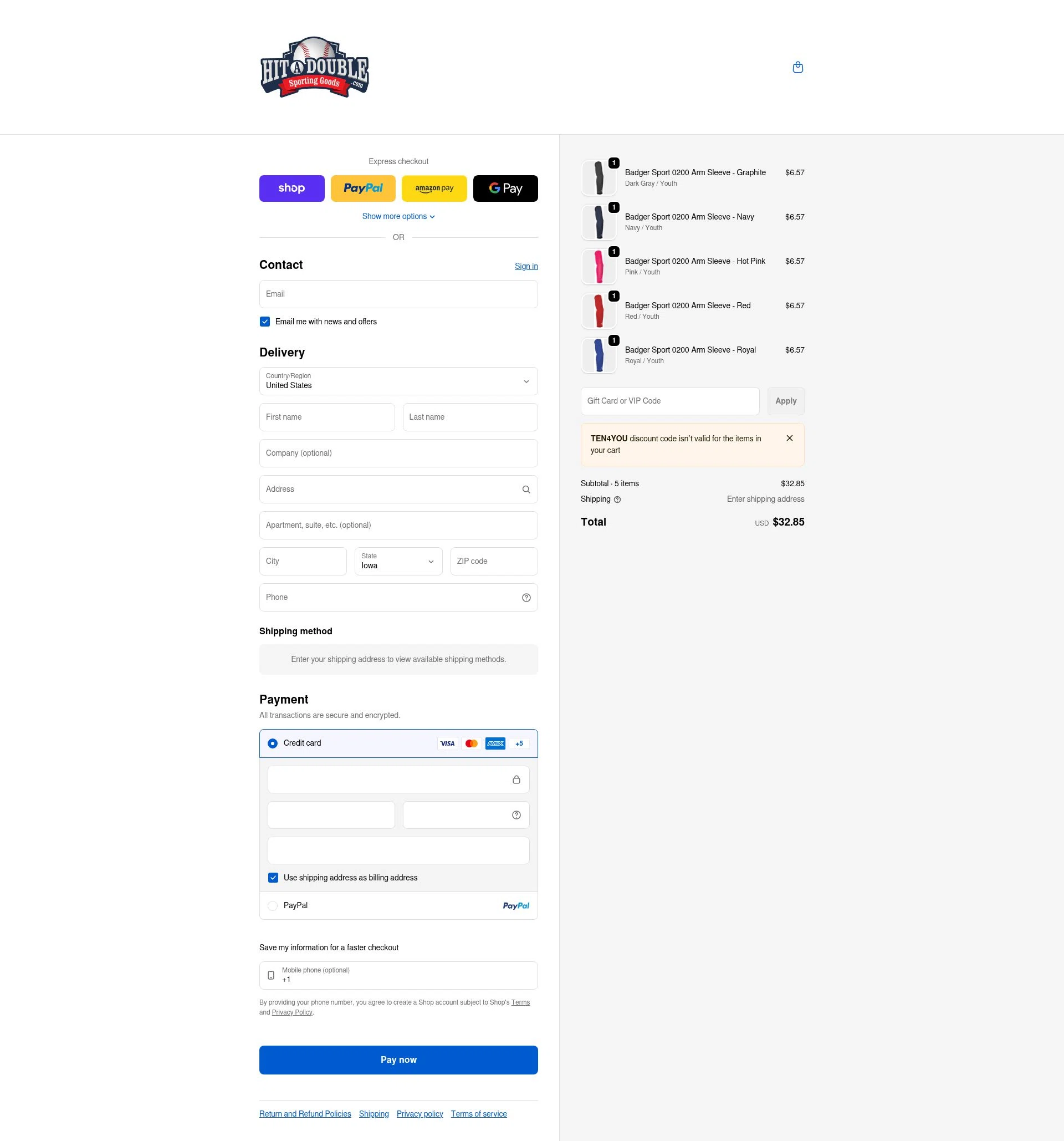 Hit a Double checkout page showing Hit a Double discount code box | Screenshot taken by SimplyCodes community member on Feb 13, 2026