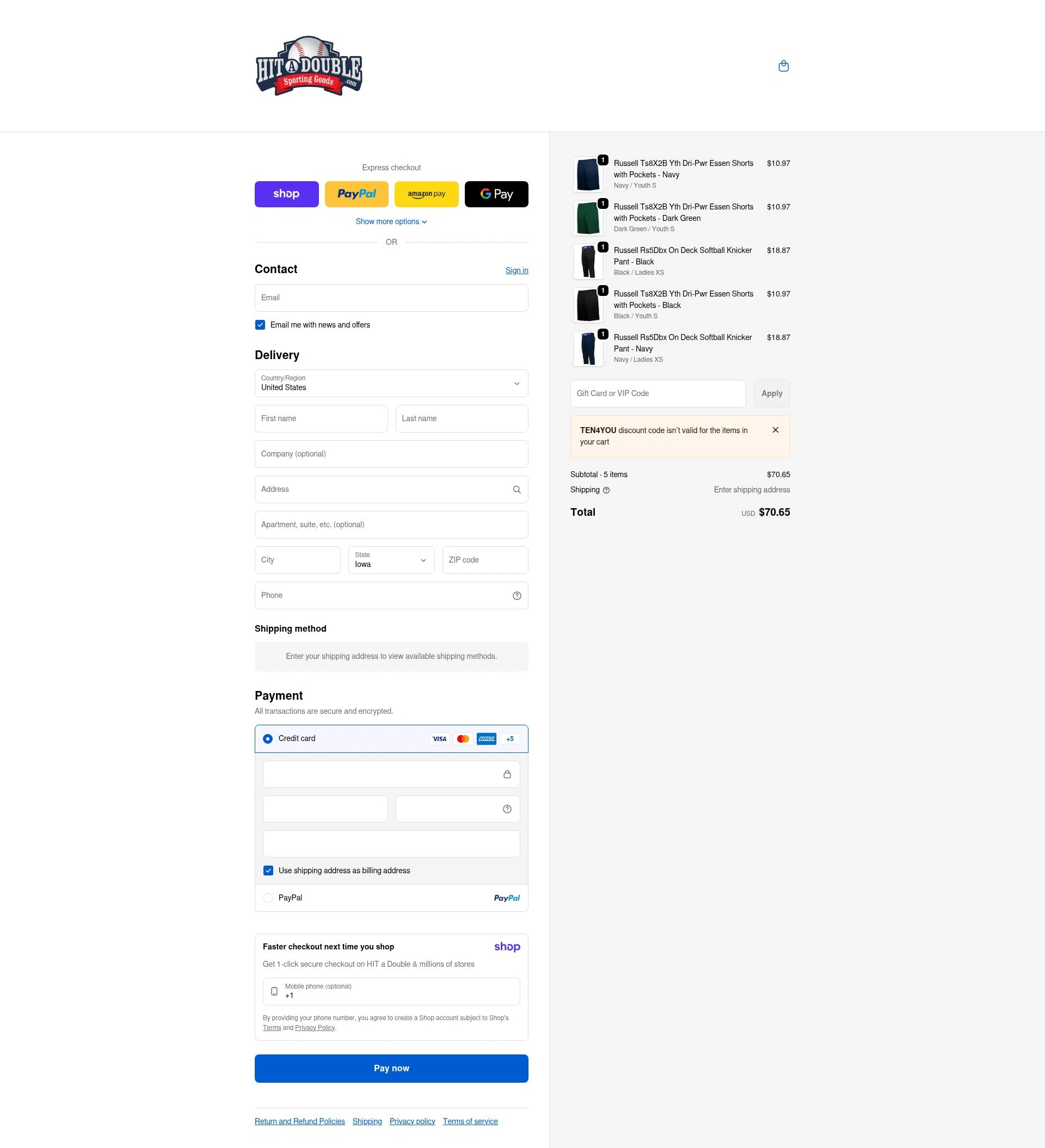 Hit a Double checkout page showing Hit a Double discount code box | Screenshot taken by SimplyCodes community member on Jan 17, 2026