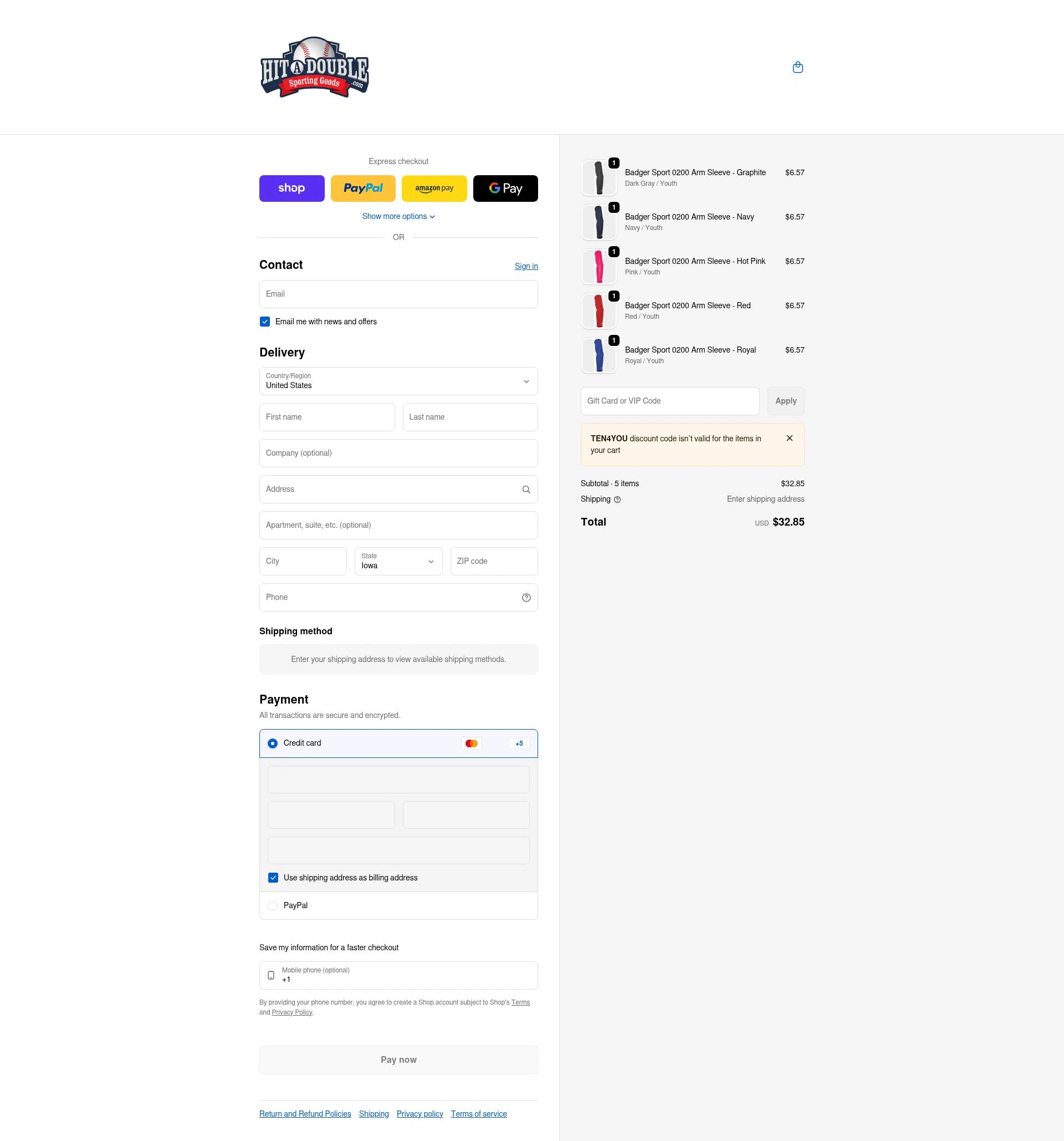 Hit a Double checkout page showing Hit a Double discount code box | Screenshot taken by SimplyCodes community member on Jan 31, 2026