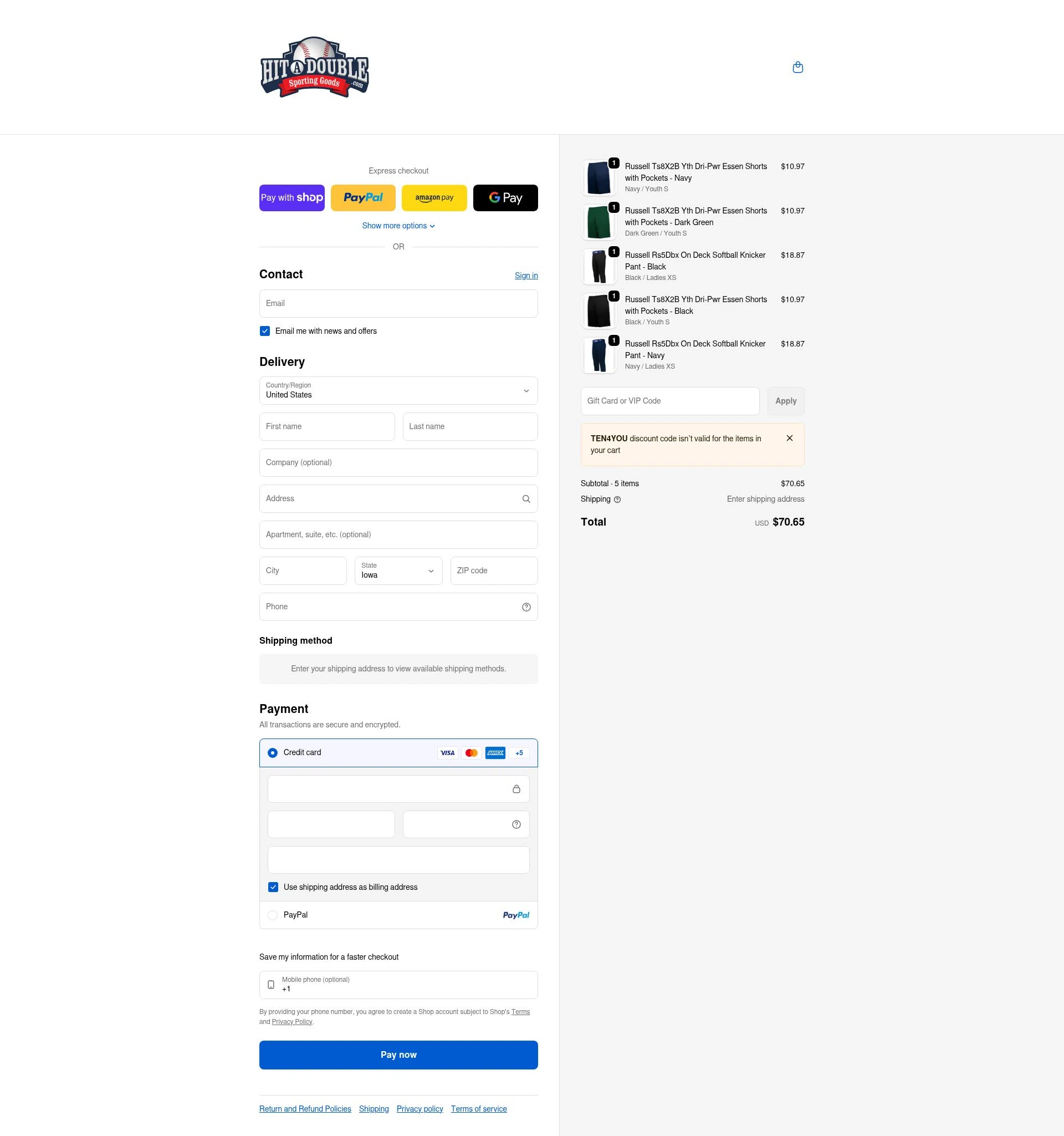 Hit a Double checkout page showing Hit a Double discount code box | Screenshot taken by SimplyCodes community member on Jan 7, 2026