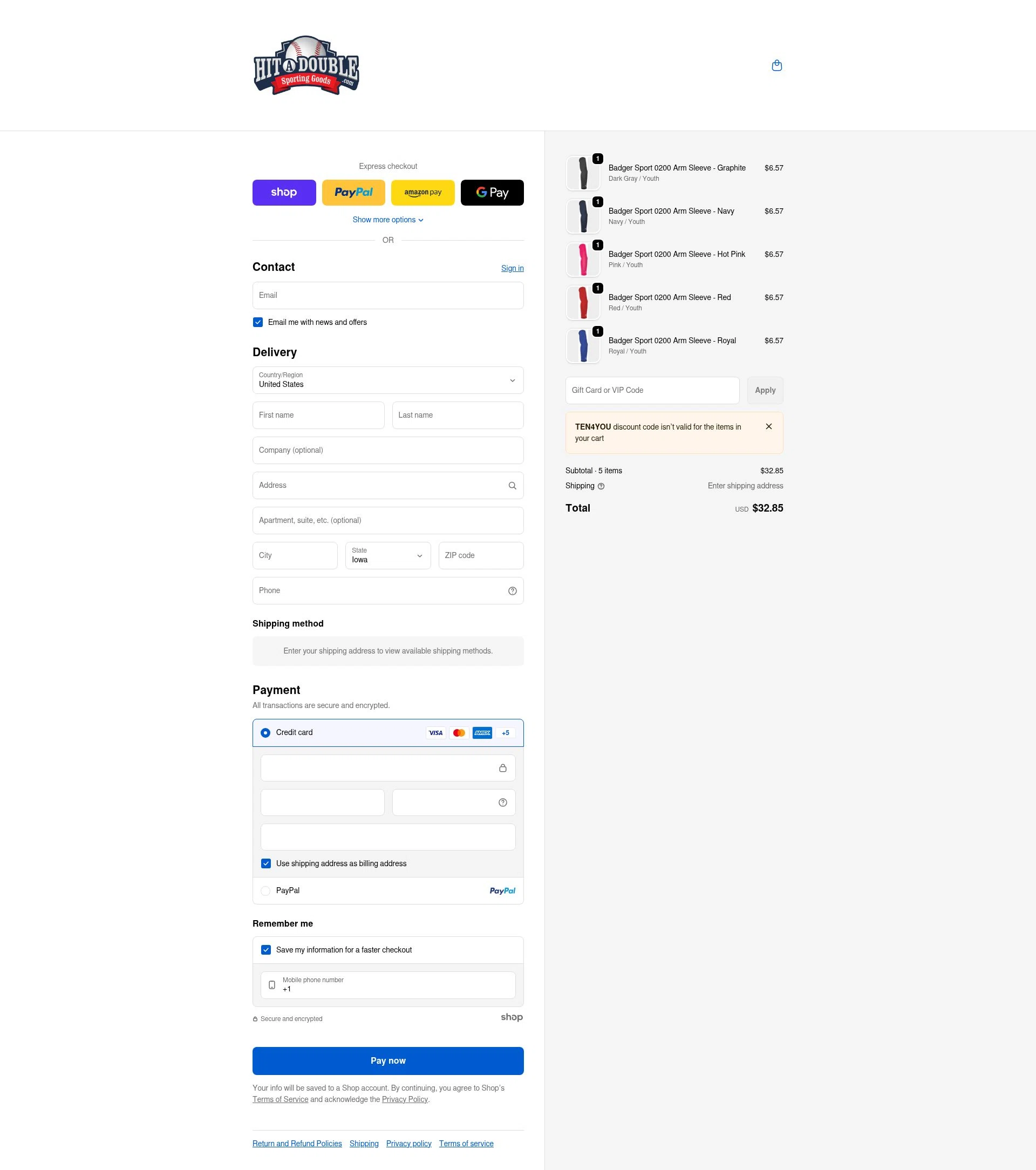 Hit a Double checkout page showing Hit a Double discount code box | Screenshot taken by SimplyCodes community member on Jan 26, 2026