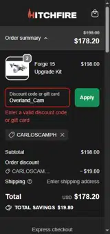 Overland_Cam coupon verification screenshot