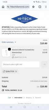 QUALITY10 coupon verification screenshot