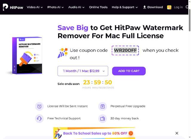 HitPaw checkout page showing HitPaw coupon code box | Screenshot taken by SimplyCodes community member on Sep 13, 2025